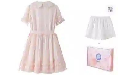 东鲸岁时记 纯色舒适休闲百搭短袖连衣裙 女款 礼盒装 粉色