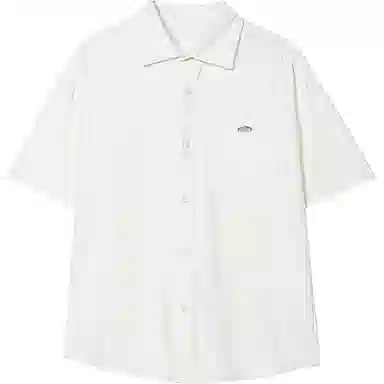 轻迎 夏季港风薄款大码金属标短袖衬衫 男款