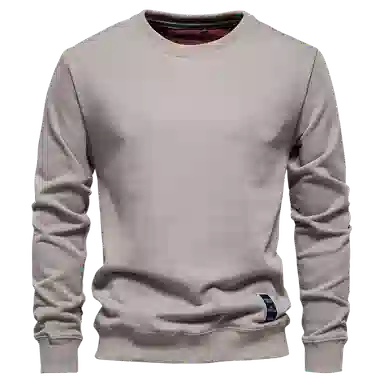 北极绒 时尚长袖纯色潮流外贸宽松纯色圆领休闲卫衣 男款