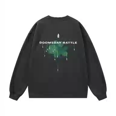 三体 美式复古基础款圆领套头宽松时尚百搭潮牌纯色简约个性重磅休闲长袖卫衣 男女同款