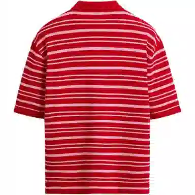 ZARA Striped Jacquard Slim Fit Polo Shirt Red