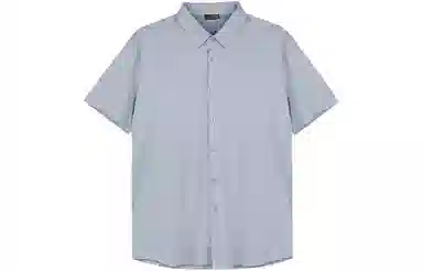 才子 尖领条纹条纹短袖衬衫 男款