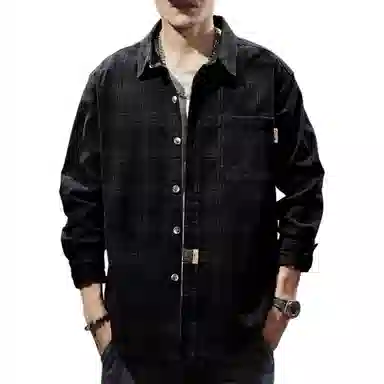 贵色 美式高级感复古日系格子长袖衬衫 男款