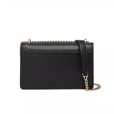 稻草人 优雅百搭小香风菱格链条包 牛皮 腋下单肩斜挎包 女款 黑色/米白