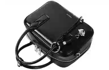 妙迪 小众铃铛挂件时尚简约高级感上班上学通勤百搭保龄球包波士顿枕头包 牛皮 手提单肩斜挎包 女款 曜石黑