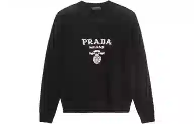 Prada SS21 Logo Knit Pullover Black