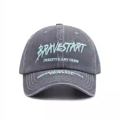 【素颜神器 BRAVESTART字母刺绣】 攸委 街头休闲水洗做旧百搭鸭舌帽女显脸小 棉 大头围户外夏韩版软顶透气遮阳防晒帽 男女同款情侣款
