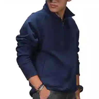 季言 纯色休闲重磅舒适卫衣 男款 宝蓝色