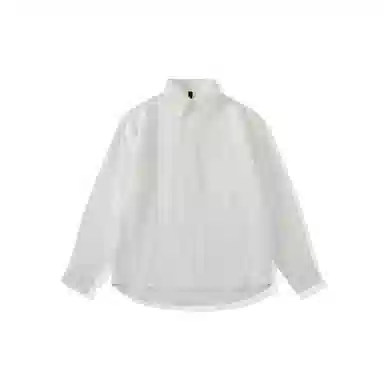 我是大卫 条纹长袖单口袋高级感美式个性百搭宽松休闲衬衣衬衫 男女同款 奶白色