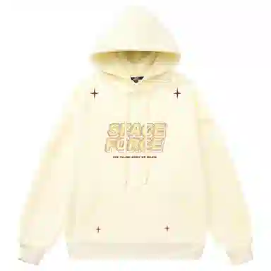 三体 太空军系列 简约基础款纯色趣味字母印花休闲宽松复古美式连帽套头百搭高街潮牌时尚学生多巴胺长袖卫衣 男女同款