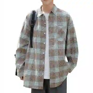 RAP PANDA Washed Gradient Plaid Shirt