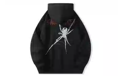 SWAMP AREA Spider Print Hoodie Black