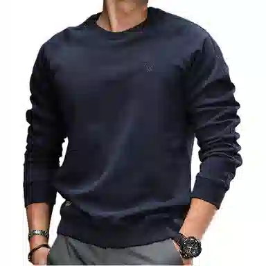 季言 休闲纯色修身卫衣 男款 宝蓝色