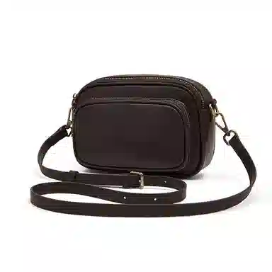 老人头 休闲简约轻便气质纯色相机包 头层牛皮 斜挎包 女款 黑色/咖色/红色/棕色
