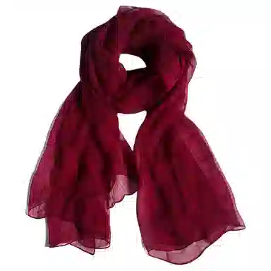 红豆 真丝长巾轻盈柔软围巾经典设计简约时尚大方 桑蚕丝 丝巾 女款