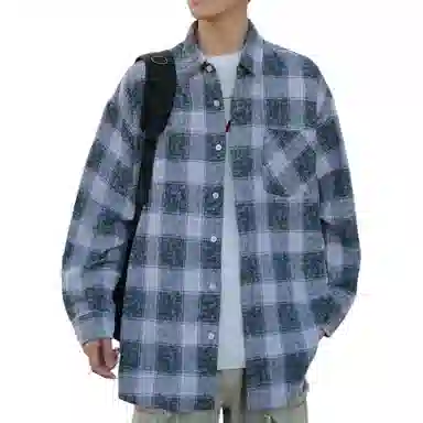 RAP PANDA Washed Gradient Plaid Shirt