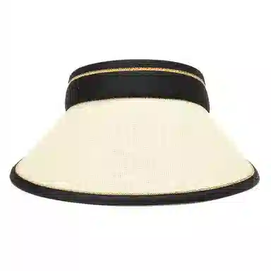 上海故事 空顶遮阳帽大帽檐草帽户外全脸防护显脸小黑胶草编太阳帽可折叠帽子 聚酯纤维 防晒帽 女款