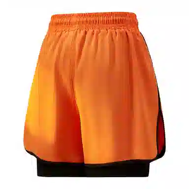 兰缪 美式复古纯色基础款舒适宽松亲肤柔软透气户外运动日常通勤无性别主义高街风百搭系带假两件三分中腰篮球裤休闲短裤 男女同款