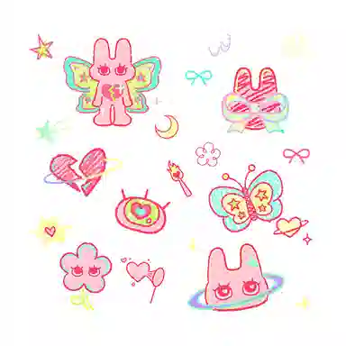 青山七海  星心恋梦无水涂鸦纹身贴 防水防汗不反光