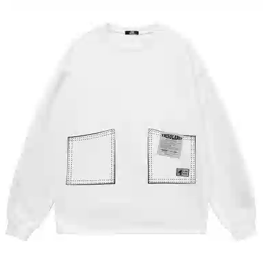 三体 符号系列 创意假口袋美式复古趣味字母印花简约休闲宽松圆领套头百搭长袖保暖学生多巴胺高街潮牌重磅卫衣 男女同款