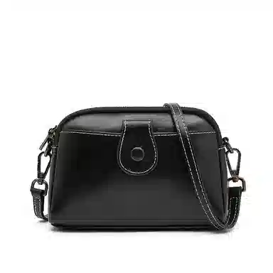 老人头 时尚简约百搭 头层牛皮 单肩斜挎包 常规 女款 黑色/白色