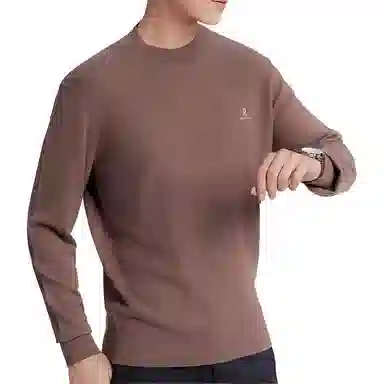 梦特娇 圆领套头纯色修身毛衣 男款