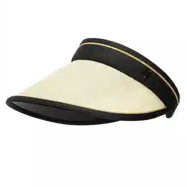 上海故事 空顶遮阳帽大帽檐草帽户外全脸防护显脸小黑胶草编太阳帽可折叠帽子 聚酯纤维 防晒帽 女款