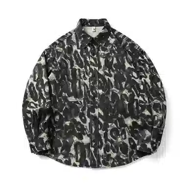 赞仕 美式豹纹小众设计感痞帅宽松薄款长袖衬衫 男女同款