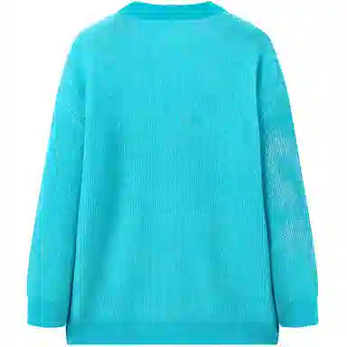 Peacebird V-Neck Wool Knit Pullover Peacock Blue