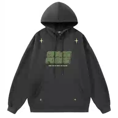 三体 太空军系列 简约基础款纯色趣味字母印花休闲宽松复古美式连帽套头百搭高街潮牌时尚学生多巴胺长袖卫衣 男女同款