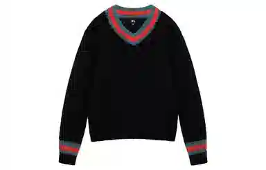 Stussy FW22 V-Neck Pullover Wool Sweater Gray