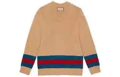 Gucci V-Neck Knit Sweater Brown