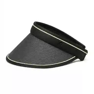 上海故事 空顶遮阳帽大帽檐草帽户外全脸防护显脸小黑胶草编太阳帽可折叠帽子 聚酯纤维 防晒帽 女款