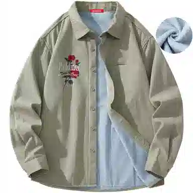 帕丁顿熊 绅士小熊玫瑰花高端万针刺绣休闲潮流百搭美式宽松长袖衬衫 男女同款