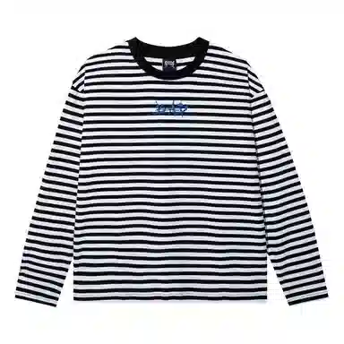 Revenge Striped Crewneck Long Sleeve Tee Black