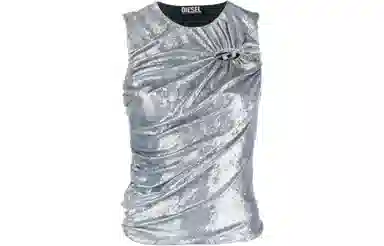 DIESEL OVAL-D Silver Tank Top