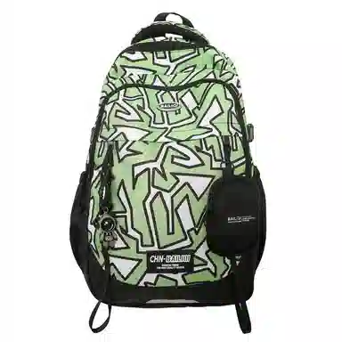 普乐威 潮酷高颜值 尼龙 双肩包 男女同款情侣款 几何/动漫/报纸/涂鸦/白色/黑色