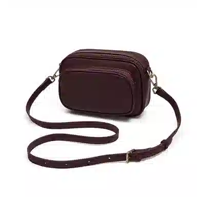 老人头 休闲简约轻便气质纯色相机包 头层牛皮 斜挎包 女款 黑色/咖色/红色/棕色