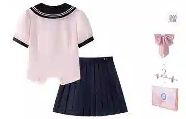 东鲸岁时记 舒适宽松甜美短袖衬衫纯色简约百褶裙制服 女款