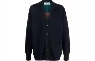 Lanvin SS22 Logo Wool Cardigan Black