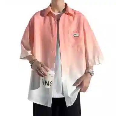 玉儿恋 美式设计感小众短袖衬衫 男女同款