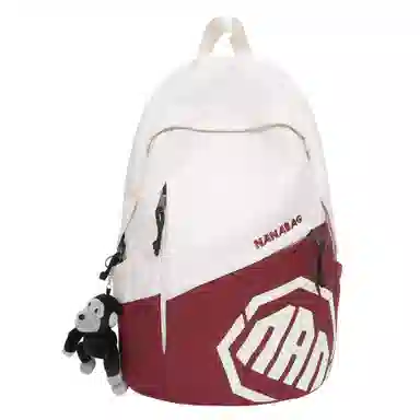 單倉 潮酷休闲大容量美式字母初高中学生短途旅行通勤 尼龙 书包背包双肩包 男女同款情侣款 灰色/卡其色/蓝色/红色