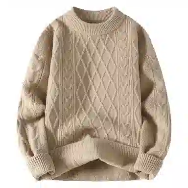 玉儿恋 条纹满印圆领落肩宽松套头长袖卫衣 男款