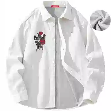 帕丁顿熊 绅士小熊玫瑰花高端万针刺绣休闲潮流百搭美式宽松长袖衬衫 男女同款