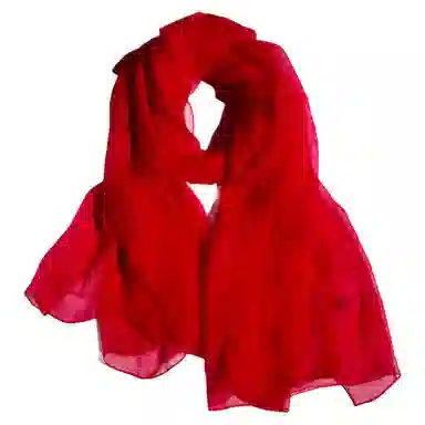 红豆 真丝长巾轻盈柔软围巾经典设计简约时尚大方 桑蚕丝 丝巾 女款