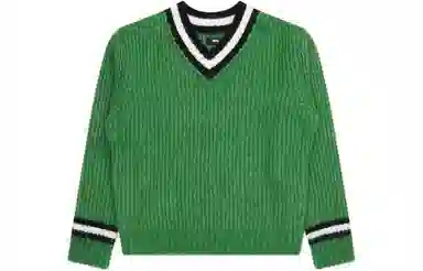 Stussy FW22 V-Neck Pullover Wool Sweater Gray