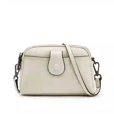 老人头 时尚简约百搭 头层牛皮 单肩斜挎包 常规 女款 黑色/白色