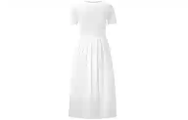 太平鸟 优雅拼接短袖连衣裙 女款 白色