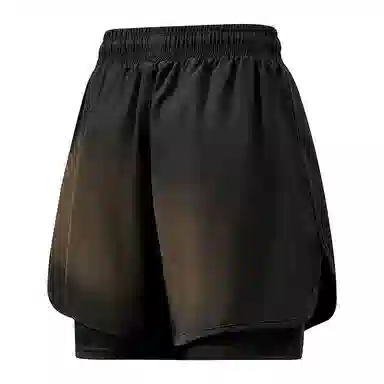 兰缪 美式复古纯色基础款舒适宽松亲肤柔软透气户外运动日常通勤无性别主义高街风百搭系带假两件三分中腰篮球裤休闲短裤 男女同款