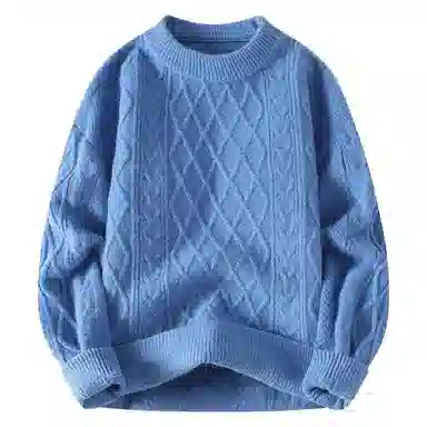 玉儿恋 条纹满印圆领落肩宽松套头长袖卫衣 男款